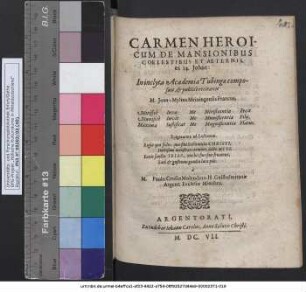 Carmen Heroicum De Mansionibus Coelestibus Et Aeternis ex 14. Johan: