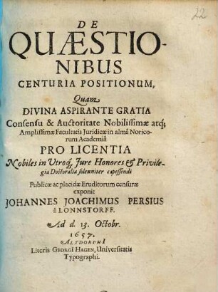De quaestionibus centuria positionum