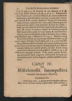 Caput IV. De Misericordia Intempestiva intuitu societatis Herilis.