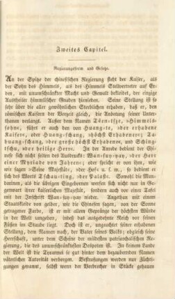 Zweites Capitel. Regierungsform und Gesetze