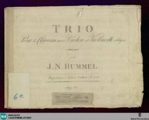 Trio pour le Clavecin avec Violon & Violoncelle obligés : op. 65