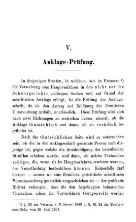 V. Anklage-Prüfung.