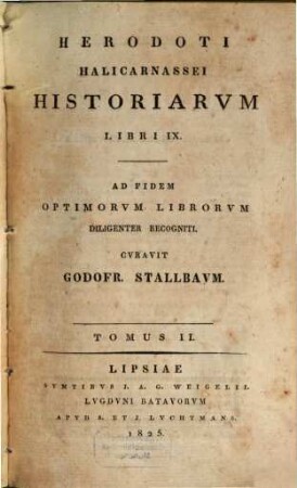 Herodoti Halicarnassei Historiarum libri IX : ad fidem optimorum librorum diligenter recogniti, 2