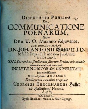 Disp. publ. de communicatione poenarum