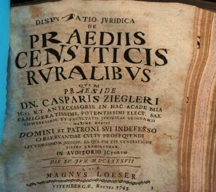 Disp. iur. de praediis censiticis ruralibus