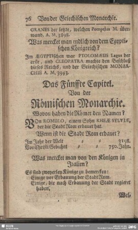 Das Fünffte Capitel. Von der Römischen Monarchie