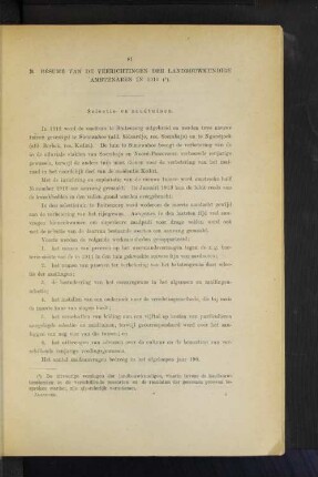 B. Résumé van de verrichtingen der landbouwkundige ambtenaren in 1912.