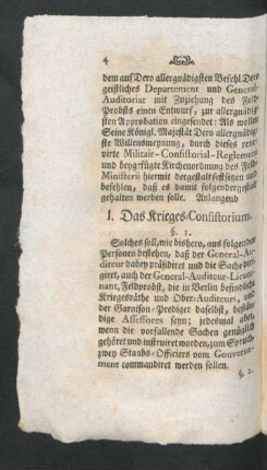 I. Das Krieges-Consistorium.