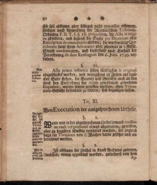 Tit. XI. Von Execution der ausgesprochenen Urtheile.