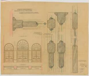 Thiersch, Friedrich von; München; Münchner - Kindl - Keller, Erweiterungsbau - Windfangtüren im Vestibül (Grundriss, Ansicht, Schnitte)