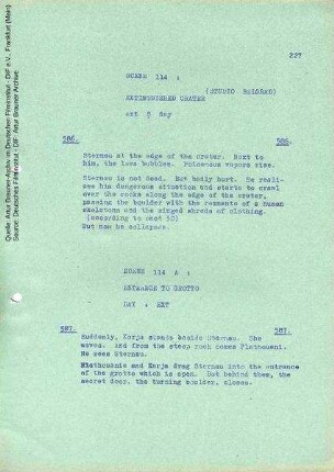 Englisches Drehbuch (6. Fassung vom 05.09.1964, Auszug)