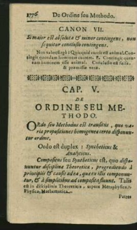 Cap. V. De Ordine Seu Methodo.