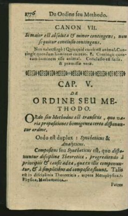 Cap. V. De Ordine Seu Methodo.