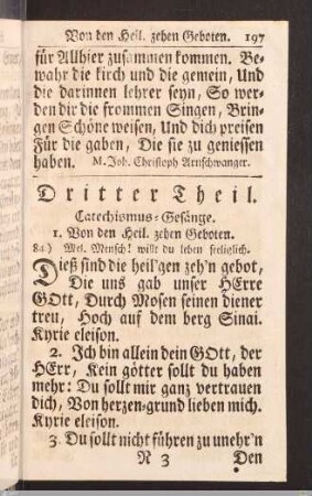 Dritter Theil. Catechismus-Gesänge.