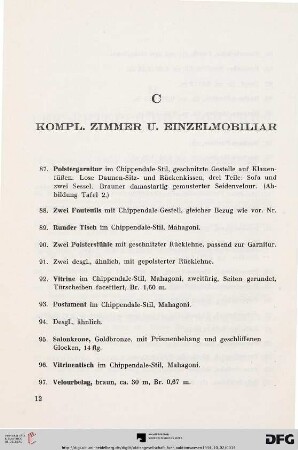 C. Kompl. Zimmer und Einzelmobiliar (Nr. 87-155)