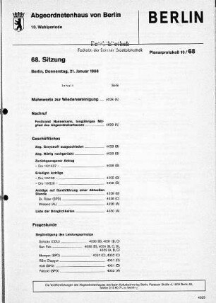 Nr. 68, 21. Januar 1988