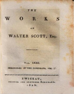The Works of Walter Scott, Esq., 122. Chronicles of the Canongate ; 2