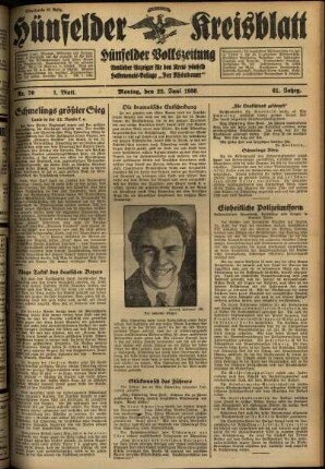 Erste Ausgabe vom Montag, den 22. Juni 1936.