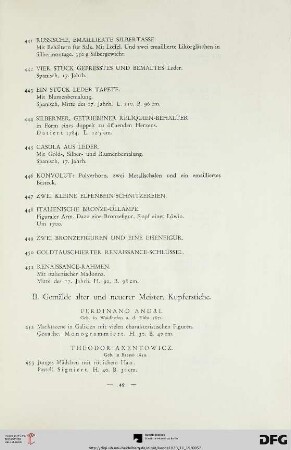 Gemälde alter und neuerer Meister. Kupferstiche (Nr. 452-494)