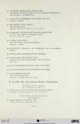 Gemälde alter und neuerer Meister. Kupferstiche (Nr. 452-494)