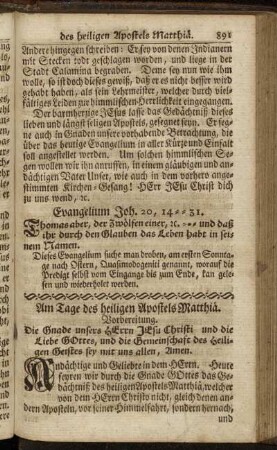 Am Tage des heiligen Apostels Matthiä