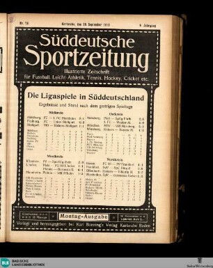 Süddeutsche Sportzeitung : Illustrierte Zeitschrift für Fussball, Leicht-Athletik, Tennis, Hockey, Cricket etc.