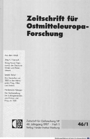 Zeitschrift für Ostmitteleuropa-Forschung : ZfO = Journal of East Central European studies. 46, 46. 1997