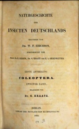 Naturgeschichte der Insecten Deutschlands. 1,2, Coleoptera ; Bd. 2