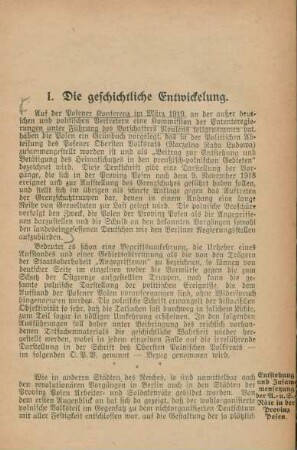 I. Die geschichtliche Entwickelung