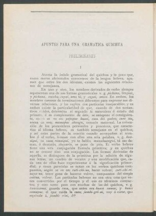 Apuntes para una gramática Quichua