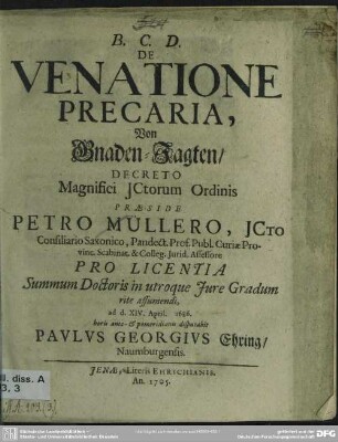 De Venatione Precaria ...