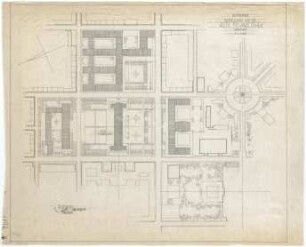 Gsaenger, Gustav; München; Alte Pinakothek und Umgebung - Bebauung um die Alte Pinakothek, Entwurf (Lageplan)