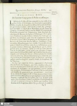 Chapitre XIII. De l'ancienne Congregation de Fuldes en Allemagne