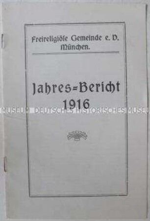 Sonderdruck mit dem Jahresbericht der freireligiösen Gemeinde München