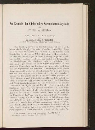 Zur Kenntnis der Gürber'schen Serumalbumin-Krystalle