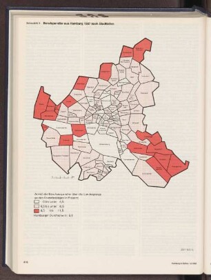 Berufspendler aus Hamburg 1987 nach Stadtteilen