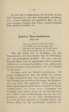 V. Jena'er Burschenleben 1856-60