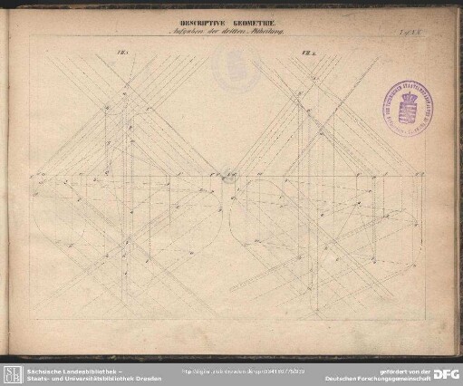 Descriptive Geometrie. Aufgaben der dritten Abtheilung. Taf. XX
