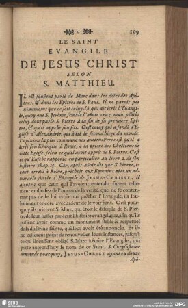 Le Saint Evangile De Jesus Christ Selon S. Matthieu [Marc.]