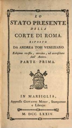 Lo Stato Presente Della Corte Di Roma, 1