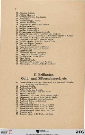 II. Brillanten, Gold- und Silberschmuck etc. (Nr. 62 - 110)