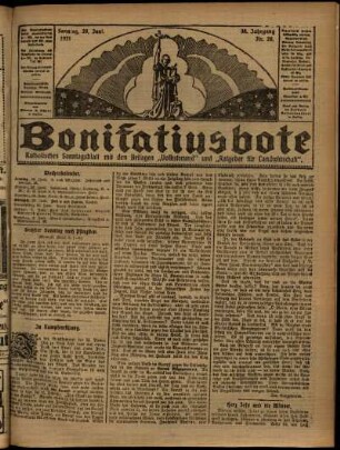 Erste Ausgabe vom Sonntag, den 26. Juni 1921.