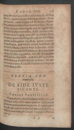 Tertia Controversia. De Fide Iustificante.