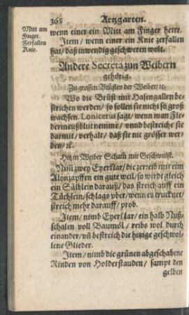 Andere Secreta zun Weibern gehörig.
