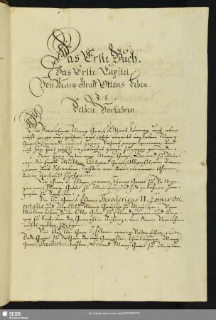 1. Capitel. Von Marggraf Ottens Leben