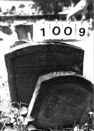 Grabstein 1009 (Index: 100099029) Maße HxBxT: 67x51x9 cm Besonderheit: Kindergrab: Grabstein 1009