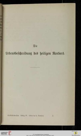 Die Lebensbeschreibung des heiligen Norbert