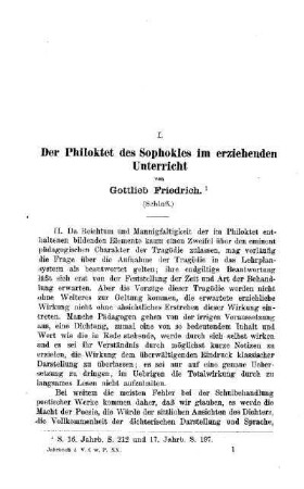 Der Philoktet des Sophokles im erziehenden Unterricht : (Schluß)