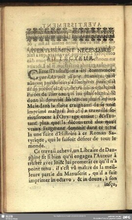 Avertissement Necessaire Au Lecteur