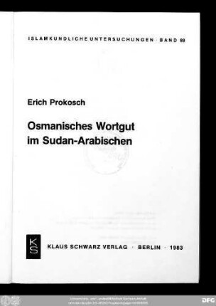 Osmanisches Wortgut im Sudan-Arabischen